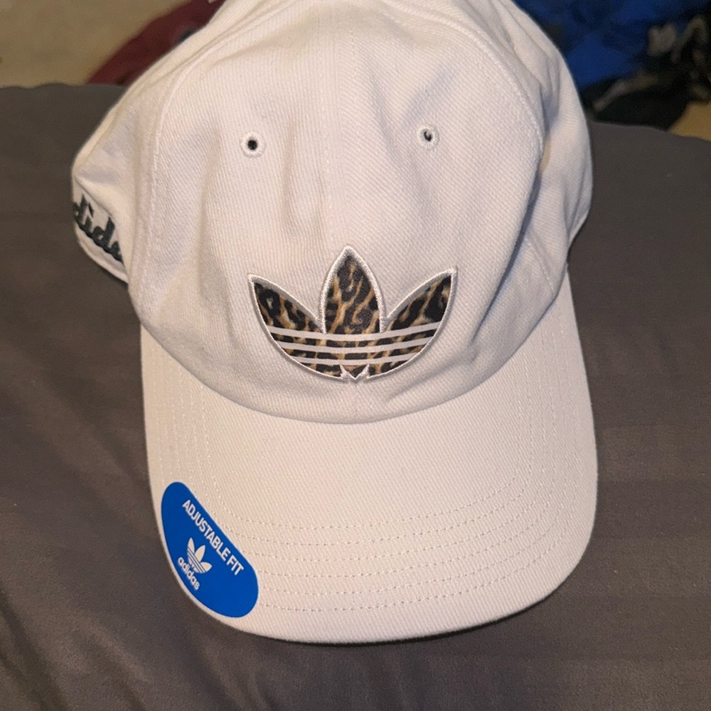 Adidas White Cap with Leopard Trefoil Logo